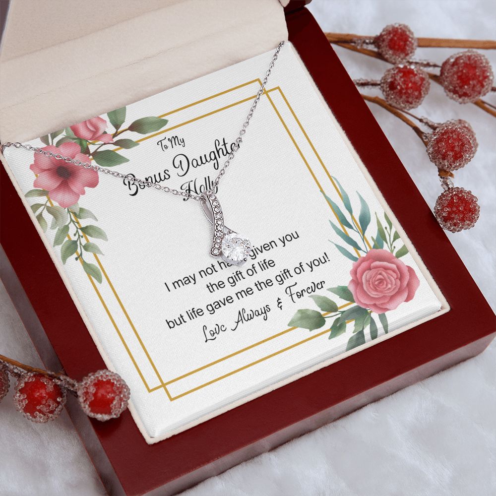 Bonus Daughter Gifts From Stepdad, Step Daughter Gifts From Stepmom, Stepdaughter Gifts From Stepdad, Father Stepdaughter Necklace, To My Bonus Daughter Necklaces, Christmas Gifts For Bonus6 Alluring Beauty Necklace