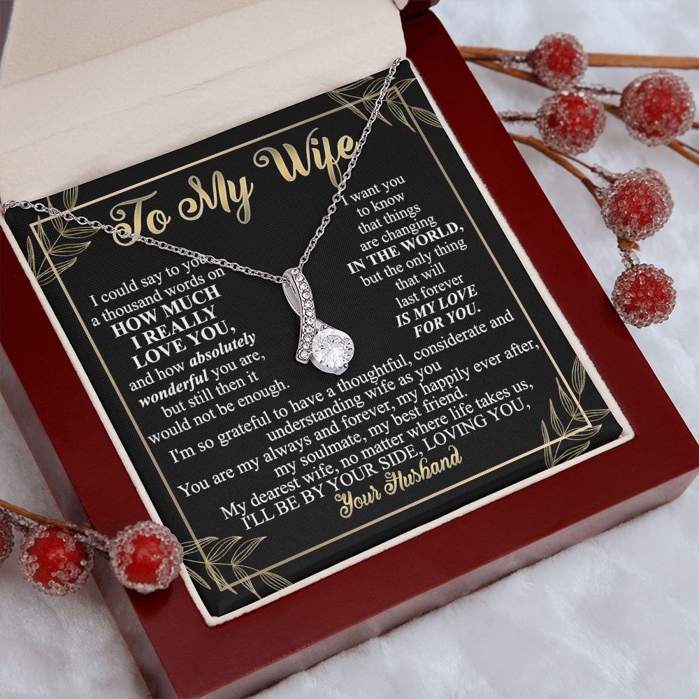 Birthday Gifts For Wife, Necklace Gifts For Wife From Husband, To My Wife Jewelry For Women , To My Wife Necklace  from Husband Wedding Anniversary Present For Wife, Beautiful Wife Jewelry Christmas13 Alluring Beauty Necklace