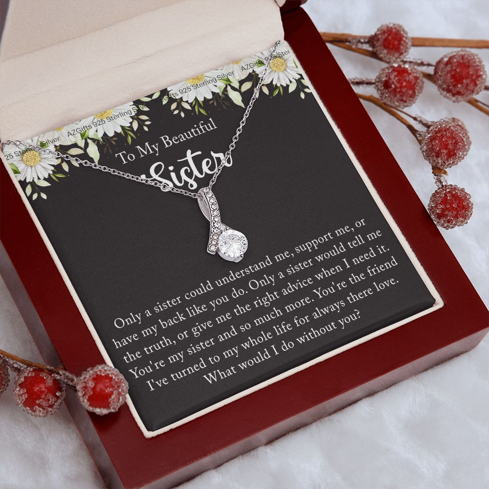 To My Sister Necklace, Sister to Sister, Birthday gift For Sister from Brother 2 Alluring Beauty Necklace