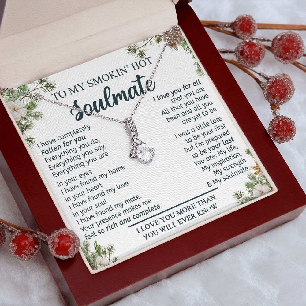To My Smokin Hot Soulmate Necklace - Wife Gifts From Husband To My Wife Necklace, Gift for Her Romantic, Girlfriend Gifts Necklace for Wife from Men Includes Message Card and Gift Box 11 Alluring Beauty Necklace