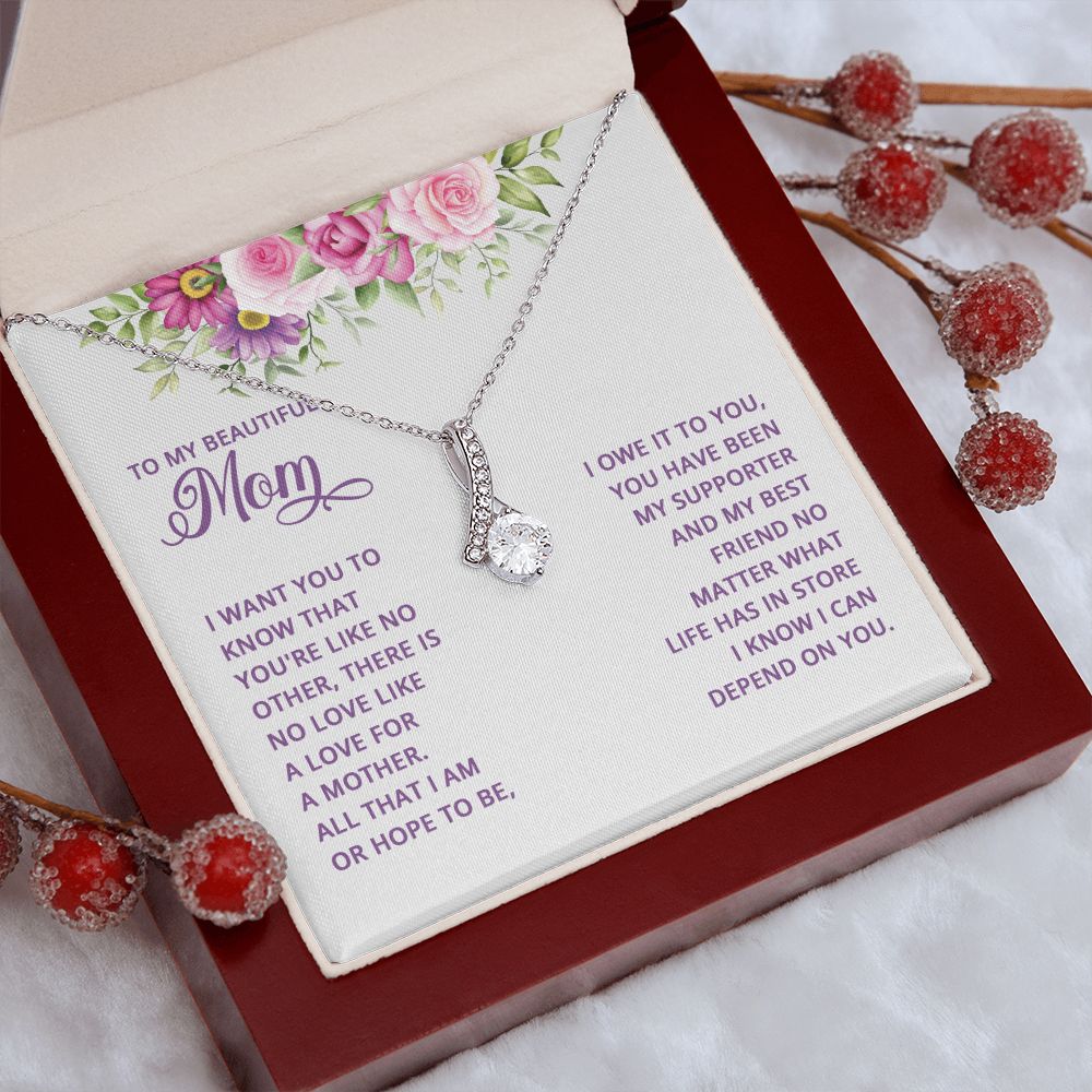 Mom Necklace Gifts for Mom from Daughter to Mom Gifts for Mothers Day from Daughter, To My Mom Necklace from Daughter to Mom Birthday Gifts Necklace with Message Card and Gift Box17 Alluring Beauty Necklace