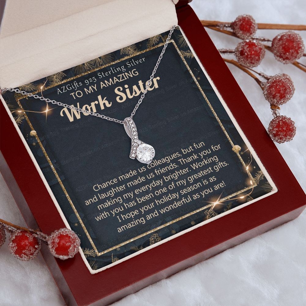 To My Work Sister Necklace Gift for Colleague Christmas Necklace for Work Sister from Co-Worker Christmas Pendant Gift for Colleague Christmas Jewelry Gift for Her Women 301 Alluring Beauty Necklace