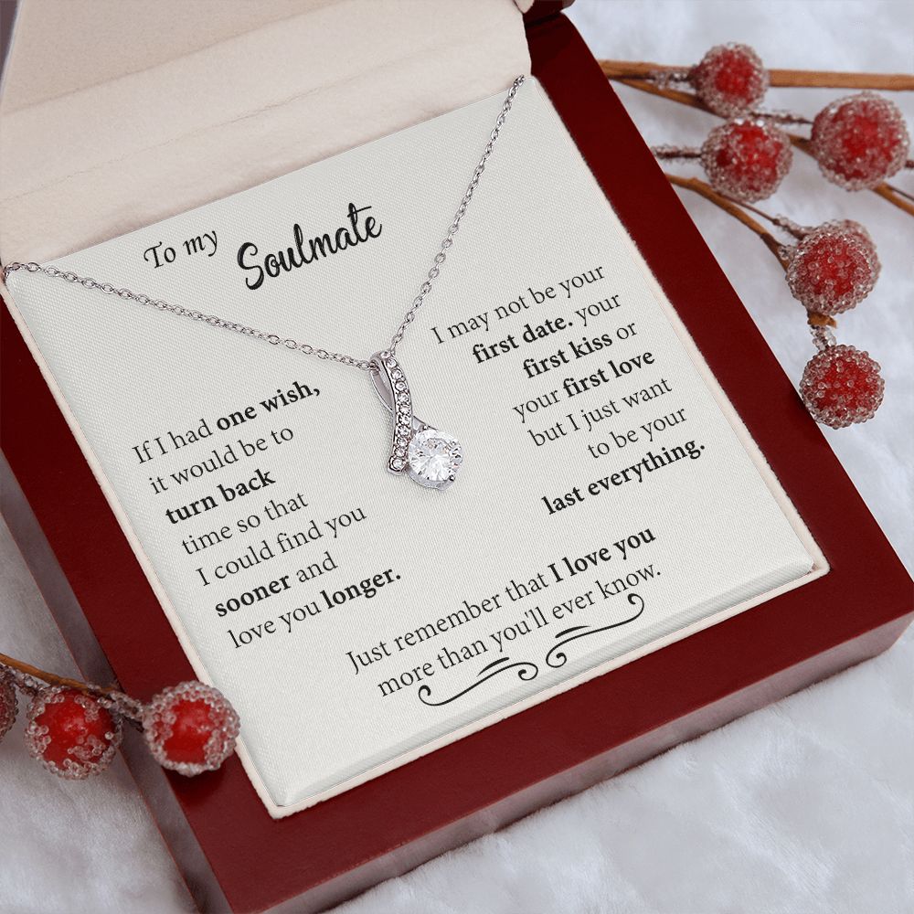 To My Soulmate Necklace for Women Birthday Christmas Jewelry Gifts For My Wife with Message Card Box Personalized Gift Present Pendant for Future Wife Soulmate Girlfriend Love 24 Alluring Beauty Necklace