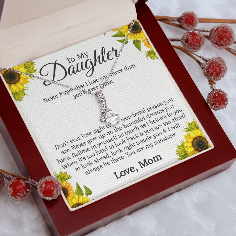 Mother Daughter Gift Ideas, To My Daughter Gift Necklace from Mom, Jewelry Pendant Present for Daughter, Birthday Christmas Gift Graduation Gifts for Daughters, Mother and Daughter Necklace 2132 Alluring Beauty Necklace