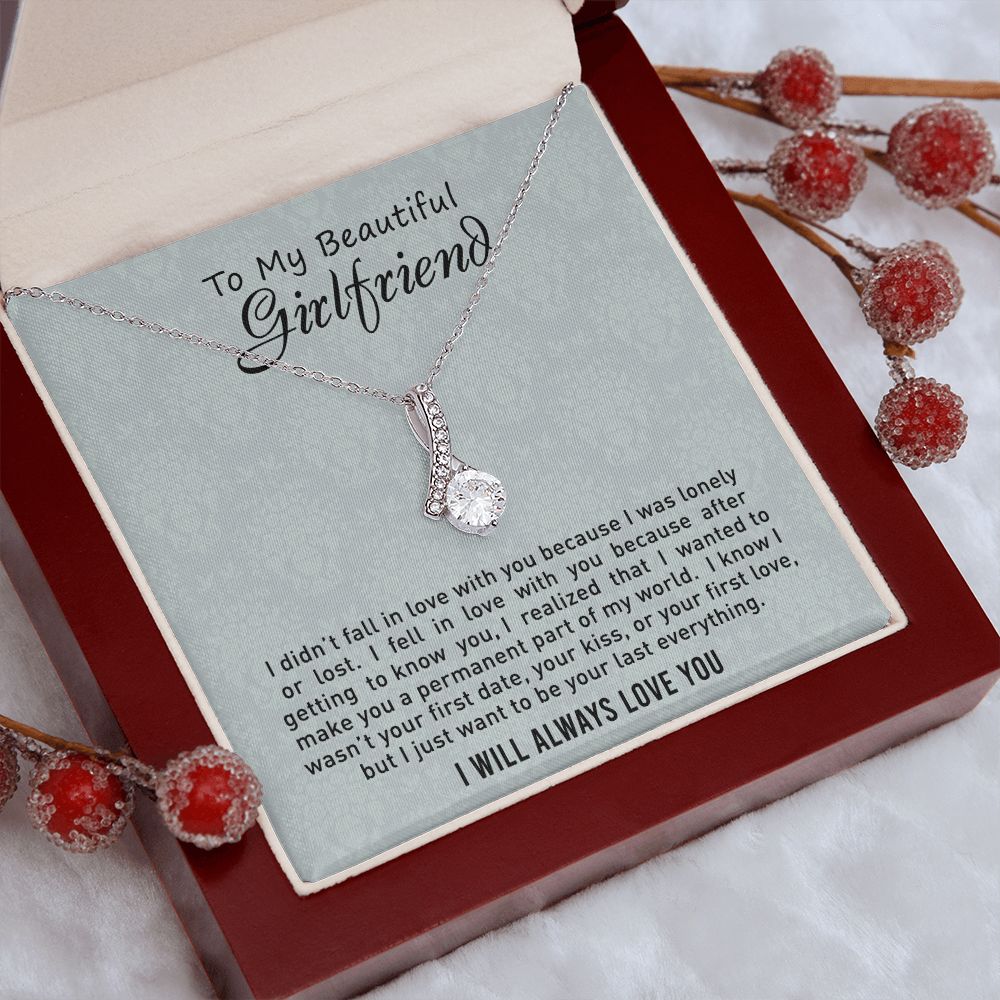 To My Girlfriend Necklace from Boyfriend, Personalized Necklace for Women, Luxury Necklace for Girlfriend, Wedding Anniversary Present For Her, Girlfriend Gift Jewelry Christmas Birthday Gift2 Alluring Beauty Necklace