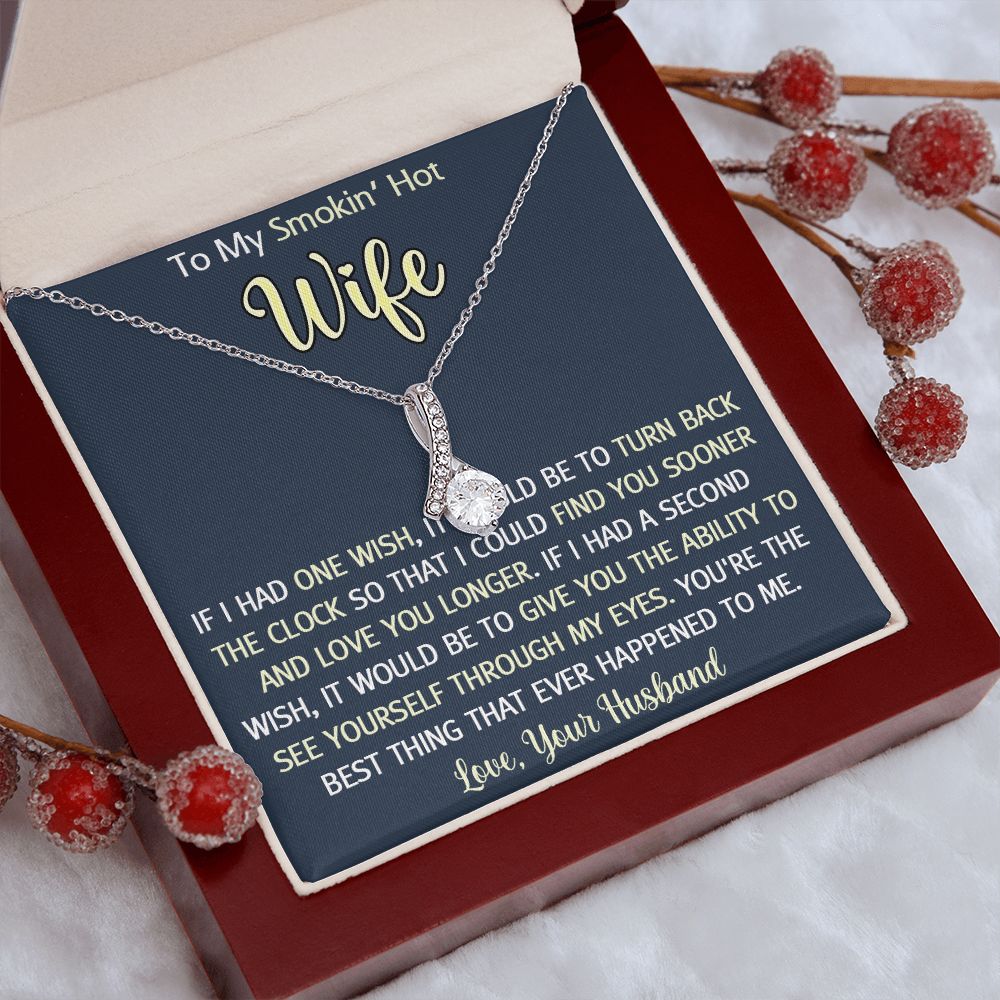 To My Smokin Hot Wife Necklace, Wedding Anniversary Jewelry For Women, Necklace For Wife from Husband, Gifts For Wife Birthday Gifts Necklace, Jewelry With Message Card In A Gift Box3 Alluring Beauty Necklace