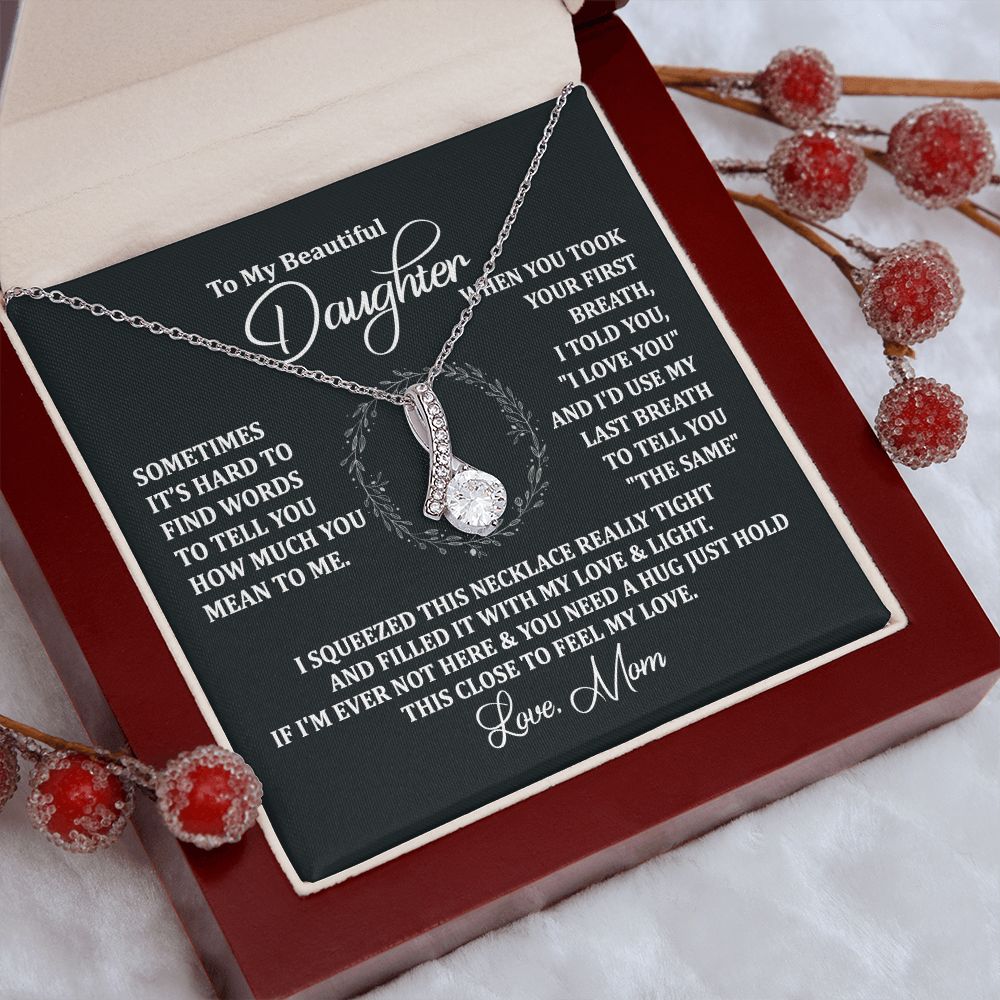 Mother Daughter Gift Ideas, To My Daughter Gift Necklace from Mom, Jewelry Pendant Present for Daughter, Birthday Christmas Gift Graduation Gifts for Daughters, Mother and Daughter Necklace 2135 Alluring Beauty Necklace