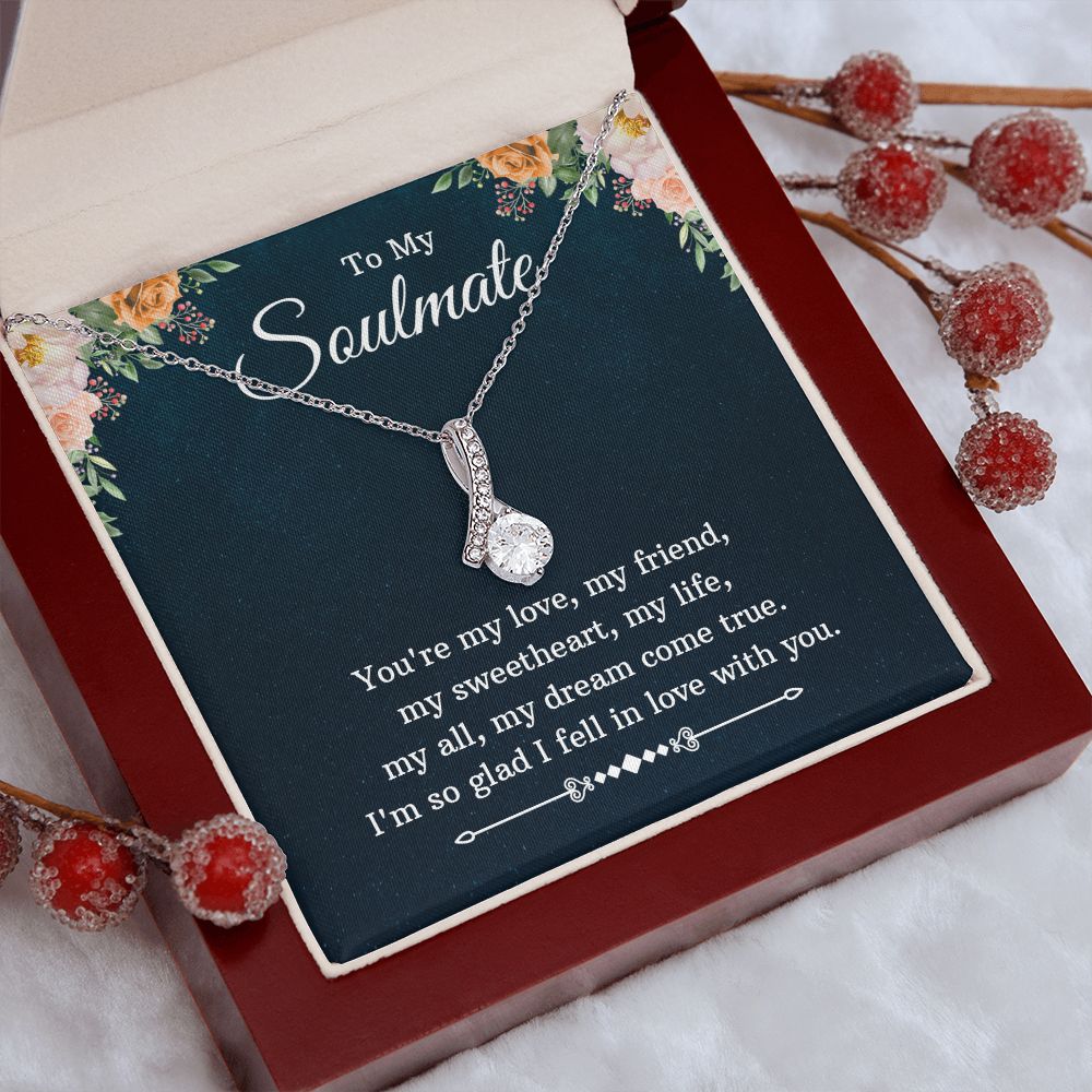 To My Soulmate Necklace for Women Birthday Christmas Jewelry Gifts For My Wife with Message Card Box Personalized Gift Present Pendant for Future Wife Soulmate Girlfriend Love 10 Alluring Beauty Necklace