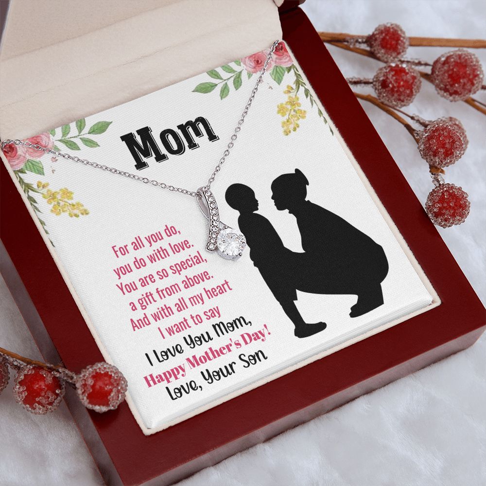 To My Mom Necklace, Gift For Mom, Mother's Day Gift from Daughter, Mom Jewelry Gift for Mothers Day, Birthday Gift for Mother, Moms Gift from Daughter Son, Necklace for Mom Mother22 Alluring Beauty Necklace