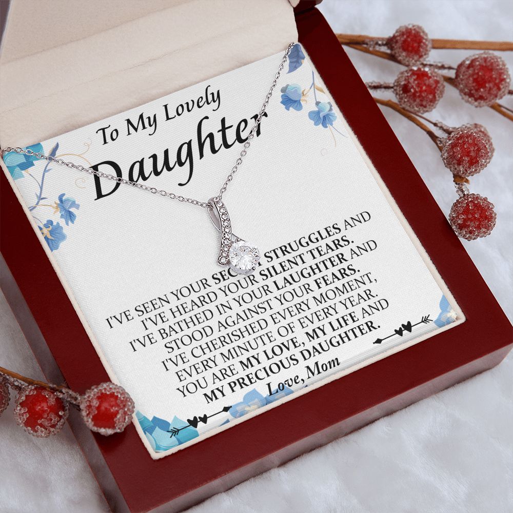 Mother and Daughter Necklace for Girls, To My Daughter Gift Necklace from Mom, Birthday Christmas Gift Graduation Gifts for Daughters, Jewelry Pendant Present for Daughter, Mother Daughter Gift 41 Alluring Beauty Necklace