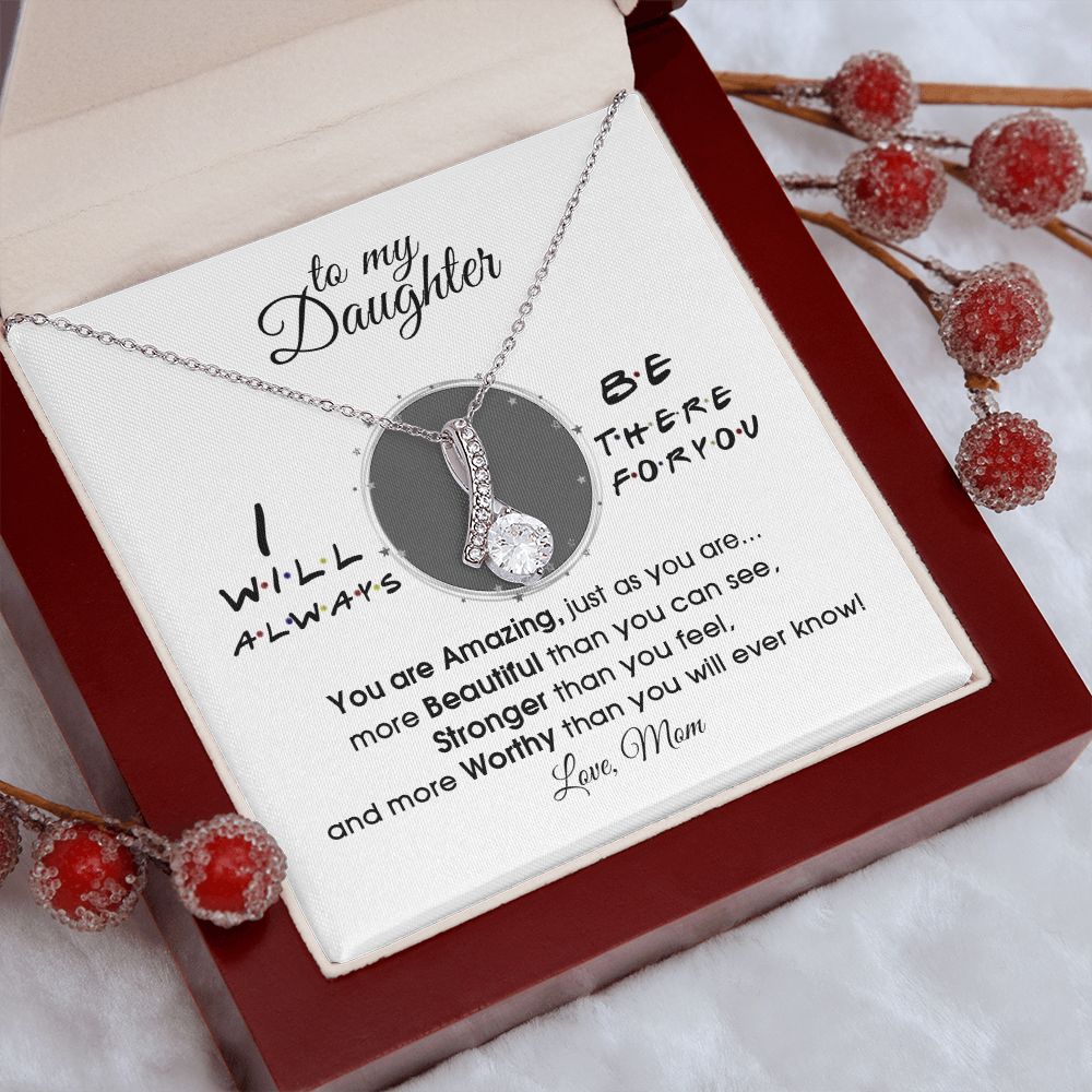Mother Daughter Gift Ideas, To My Daughter Gift Necklace from Mom, Jewelry Pendant Present for Daughter, Birthday Christmas Gift Graduation Gifts for Daughters, Mother and Daughter Necklace 33 Alluring Beauty Necklace