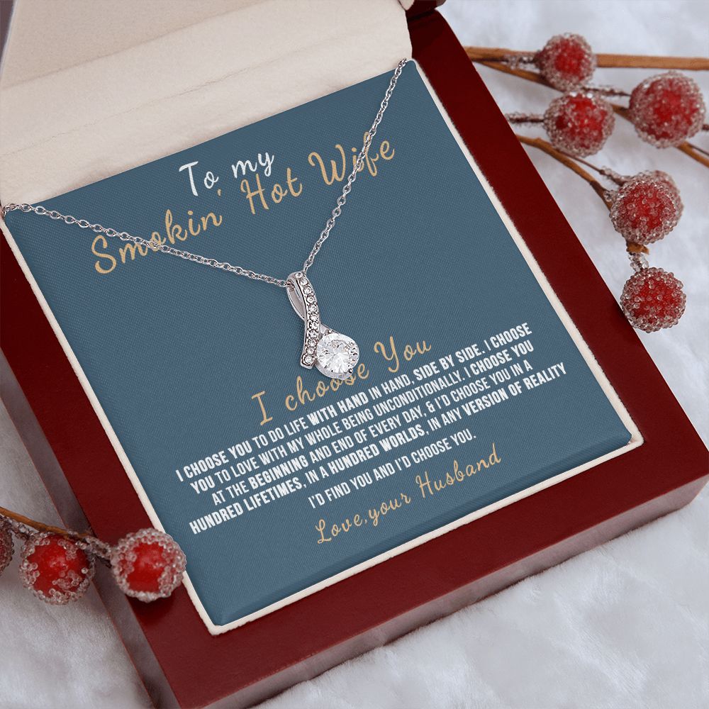 To My Wife Necklace from Husband, Personalized Necklace for Women, Luxury Necklace for Wife from Man Men, Wedding Anniversary Present For Wife, Beautiful Wife Jewelry Christmas Birthday Gift For Wife12 Alluring Beauty Necklace
