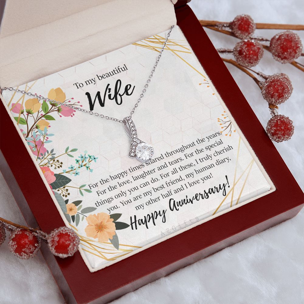 To My Wife Necklace from Husband, Personalized Necklace for Women, Luxury Necklace for Wife from Man Men, Wedding Anniversary Present For Wife, Beautiful Wife Jewelry Christmas Birthday Gifts For Wife8 Alluring Beauty Necklace