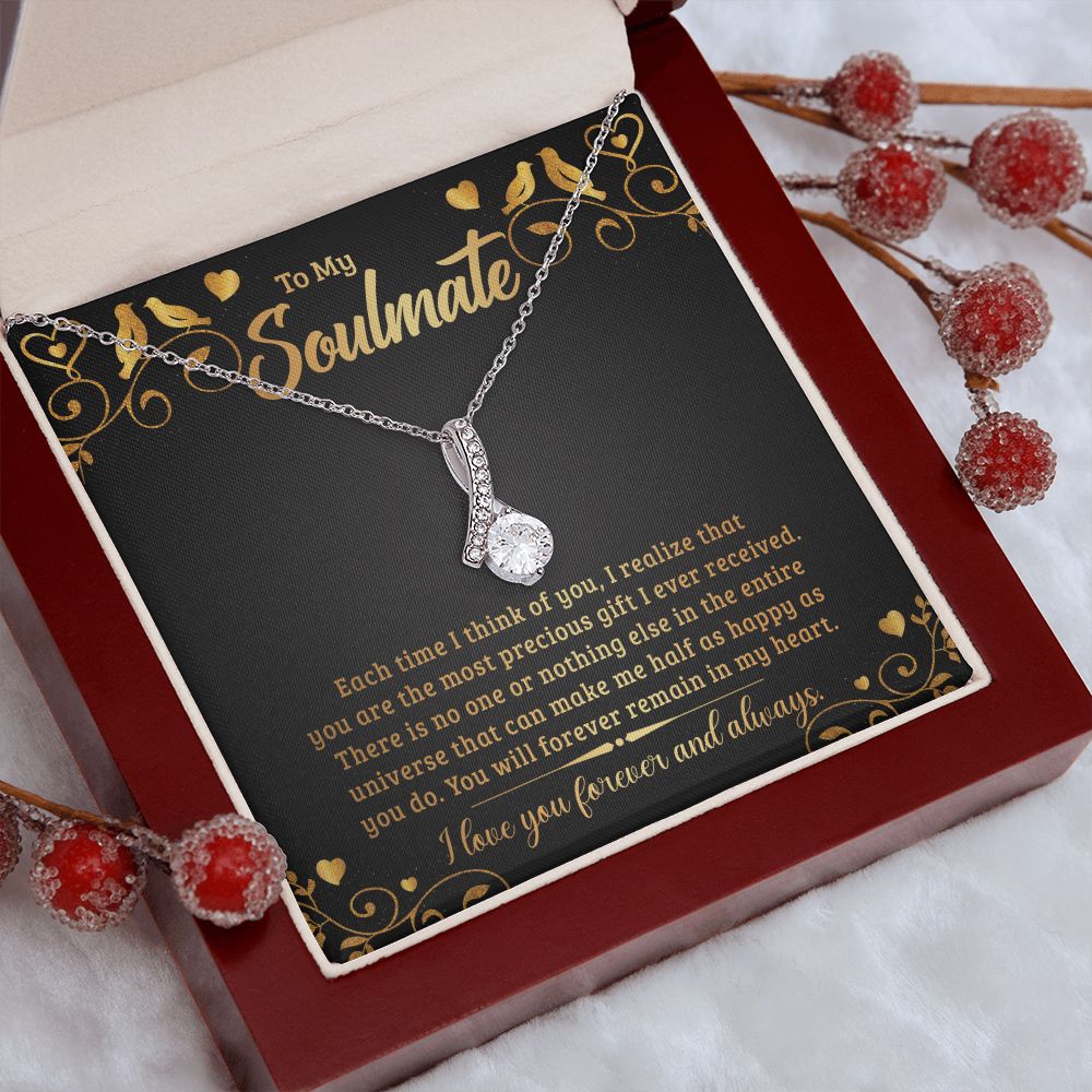 To My Soulmate Necklace for Women Birthday Christmas Jewelry Gifts For My Wife with Message Card Box Personalized Gift Present Pendant for Future Wife Soulmate Girlfriend Love 19 Alluring Beauty Necklace