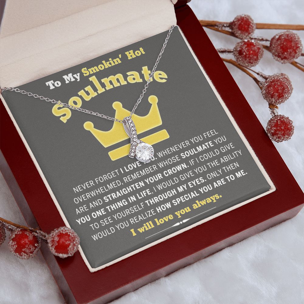 To My Soulmate Necklace for Women Birthday Valentines Day Jewelry Gifts For My Wife with Message Card Box Personalized Gift Present Pendant for Future Wife Soulmate Girlfriend Love 8 Alluring Beauty Necklace