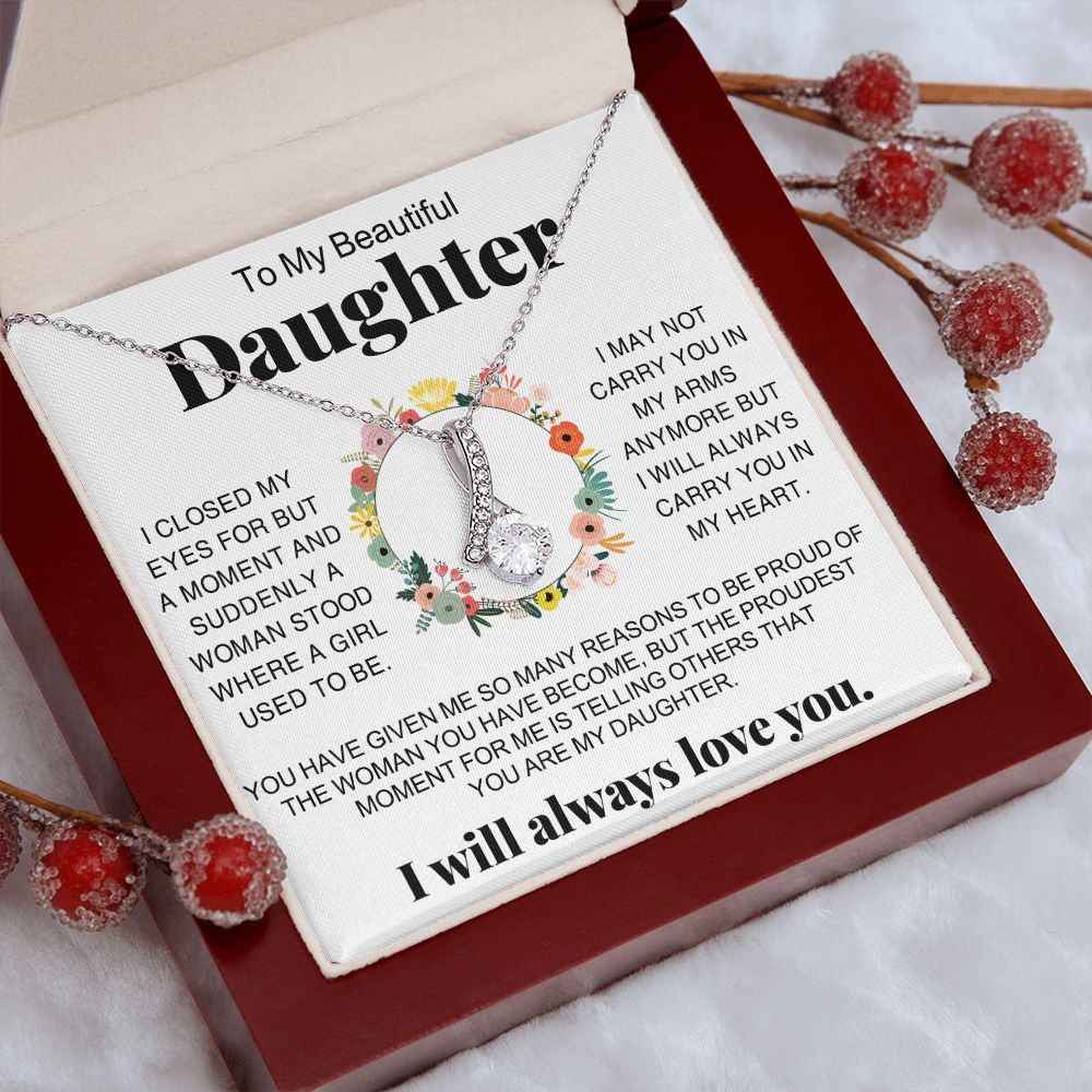 Jewelry Pendant Present for Daughter, To My Daughter Gift Necklace from Mom, Mother Daughter Gift Ideas, Birthday Christmas Gift Graduation Gifts for Daughters, Mother and Daughter Necklace 16 Alluring Beauty Necklace