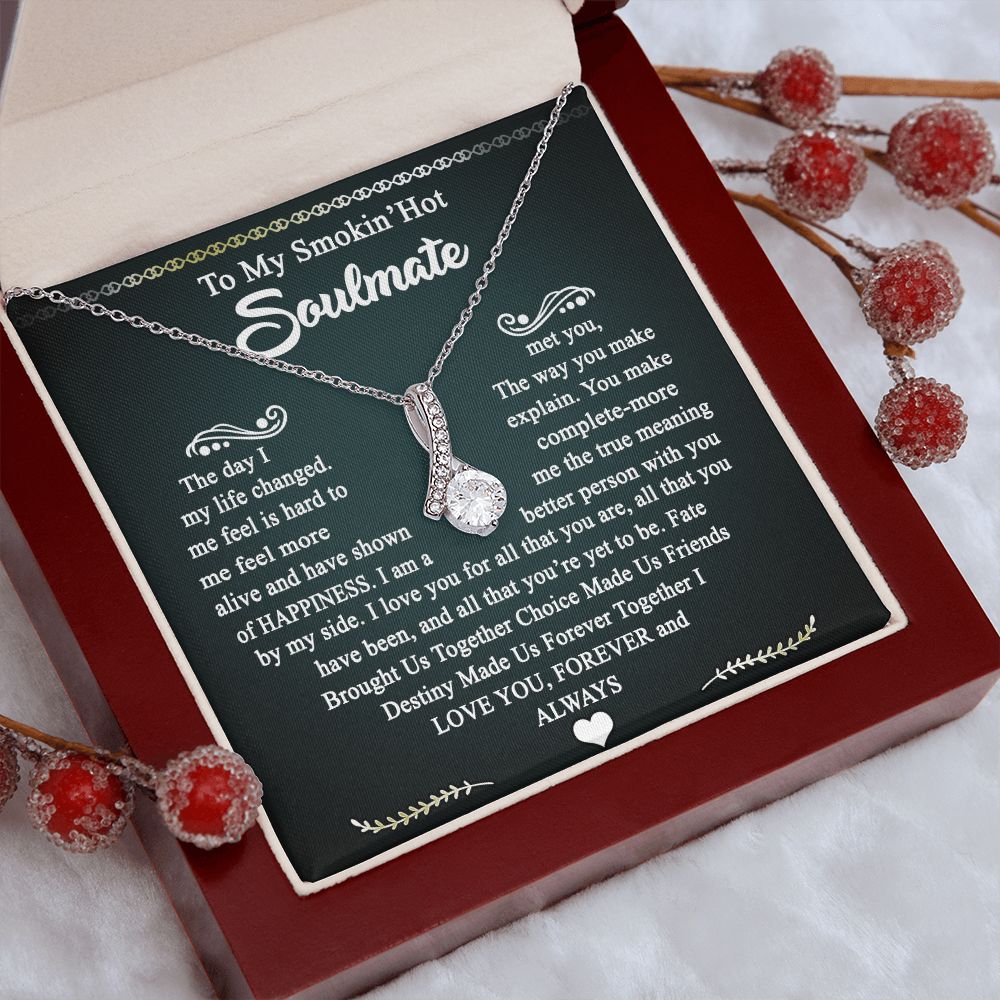 To My Smokin Hot Soulmate Necklace - Wife Gifts From Husband To My Wife Necklace, Gift for Her Romantic, Girlfriend Gifts Necklace for Wife from Men Includes Message Card and Gift Box 3 Alluring Beauty Necklace