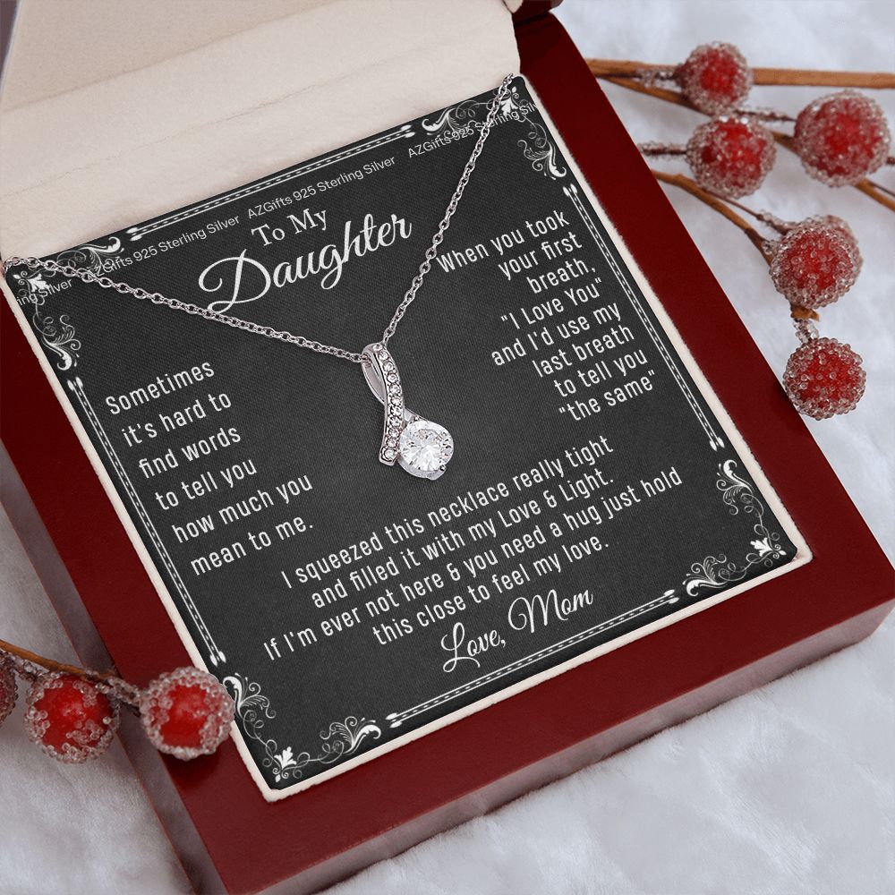 To My Daughter Necklace From Mom - Necklaces For Daughter From Mom, Mother Daughter Necklace, Gifts For Daughters From Mothers, Jewelry Gift For Badass Daughter On Birthday, Christmas, Graduation Alluring Beauty Necklace