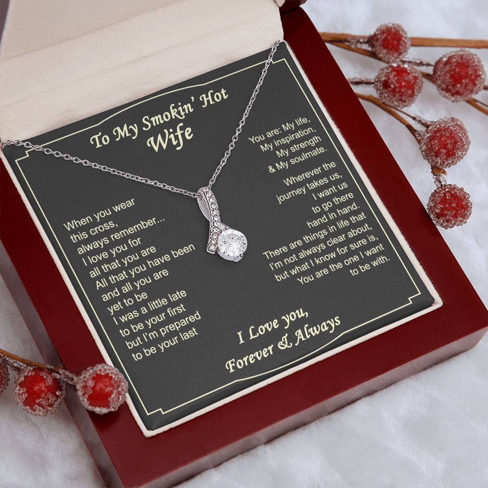 To My Smokin Hot Wife Necklace, Wedding Anniversary Jewelry For Women, Necklace For Wife from Husband, Gifts For Wife Birthday Gifts Necklace, Jewelry With Message Card In A Gift Box2 Alluring Beauty Necklace