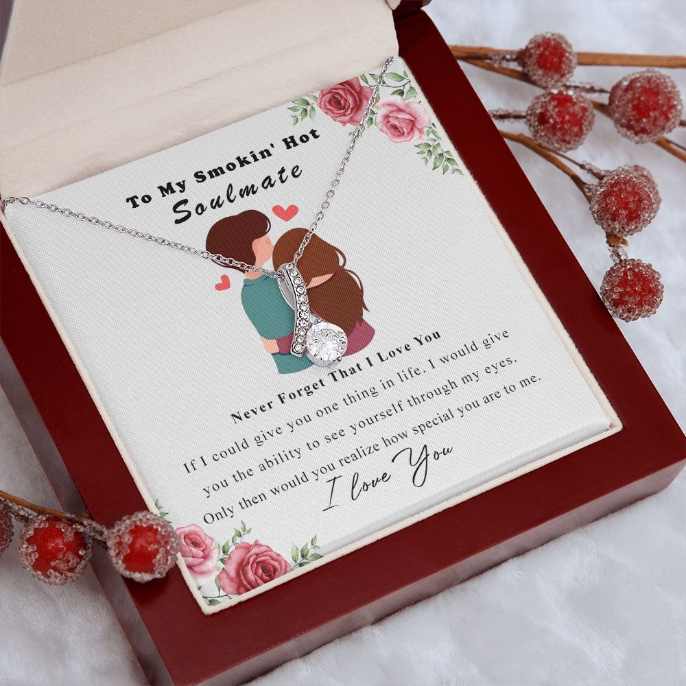 To My Smokin Hot Soulmate Necklace - Wife Gifts From Husband To My Wife Necklace, Gift for Her Romantic, Girlfriend Gifts Necklace for Wife from Men Includes Message Card and Gift Box Alluring Beauty Necklace