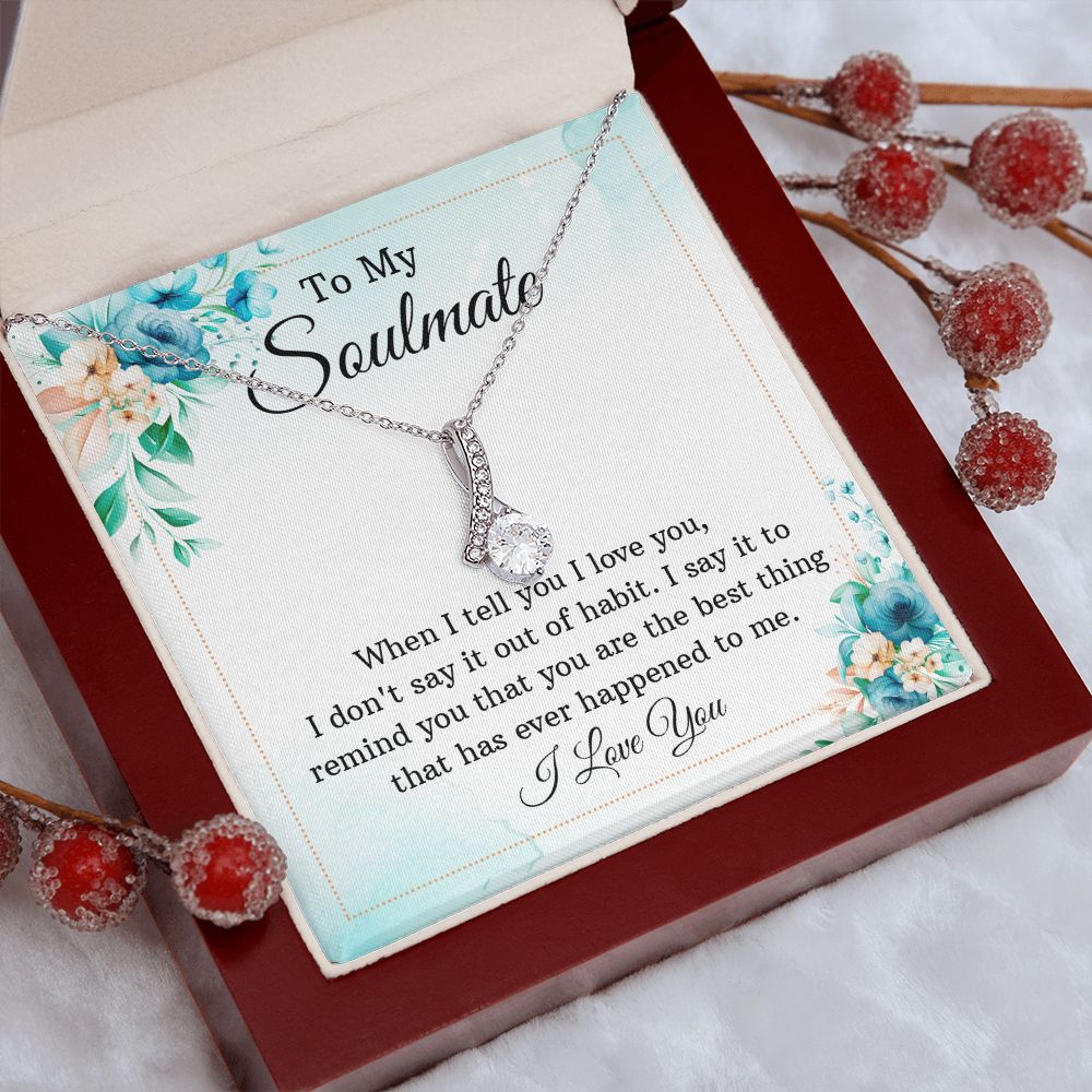 To My Soulmate Necklace for Women Birthday Christmas Jewelry Gifts For My Wife with Message Card Box Personalized Gift Present Pendant for Future Wife Soulmate Girlfriend Love 12 Alluring Beauty Necklace