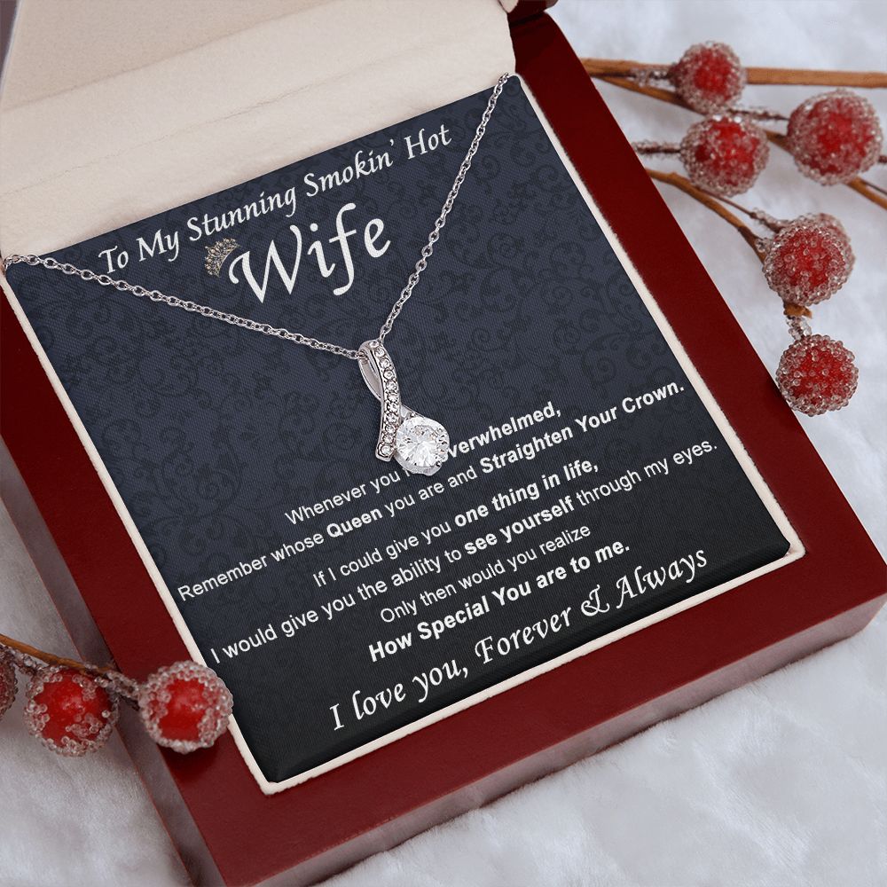 To My Wife Necklace from Husband, Personalized Necklace for Women, Luxury Necklace for Wife from Man Men, Wedding Anniversary Present For Wife, Beautiful Wife Jewelry Christmas Birthday Gift For Wife21 Alluring Beauty Necklace