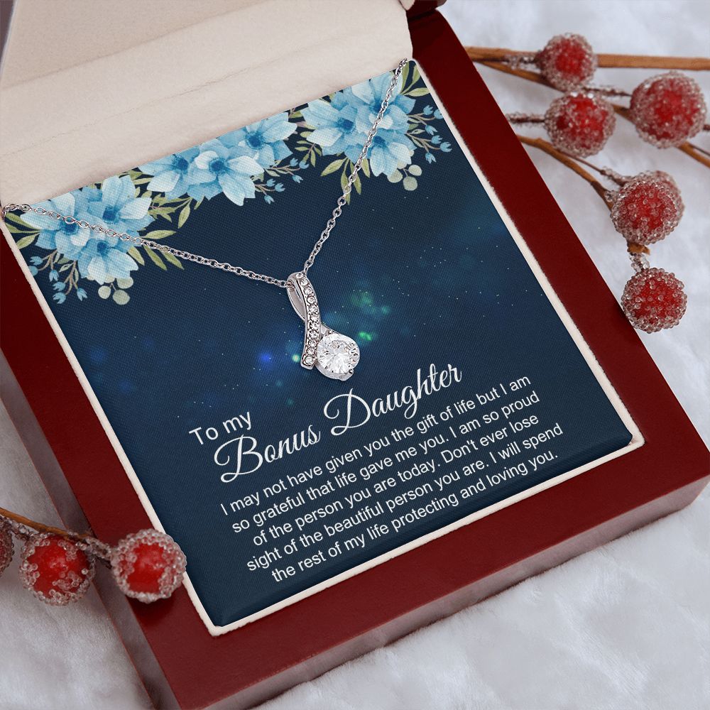 Bonus Daughter Gifts From Stepdad, Step Daughter Gifts From Stepmom, Stepdaughter Gifts From Stepdad, Father Stepdaughter Necklace, To My Bonus Daughter Necklaces, Christmas Gifts For Bonus4 Alluring Beauty Necklace