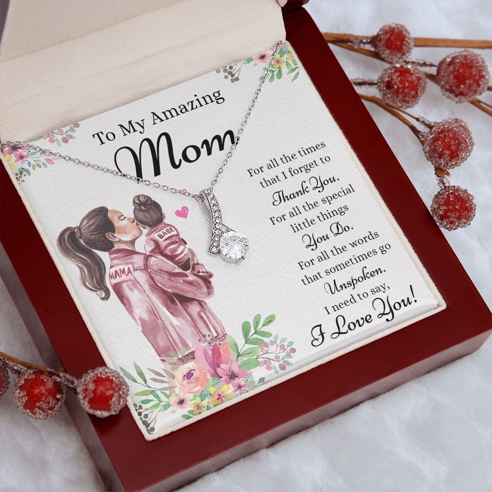 Mom Necklace Gifts for Mom from Daughter to Mom Gifts for Mothers Day from Daughter, To My Mom Necklace from Daughter to Mom Birthday Gifts Necklace with Message Card and Gift Box2240 Alluring Beauty Necklace
