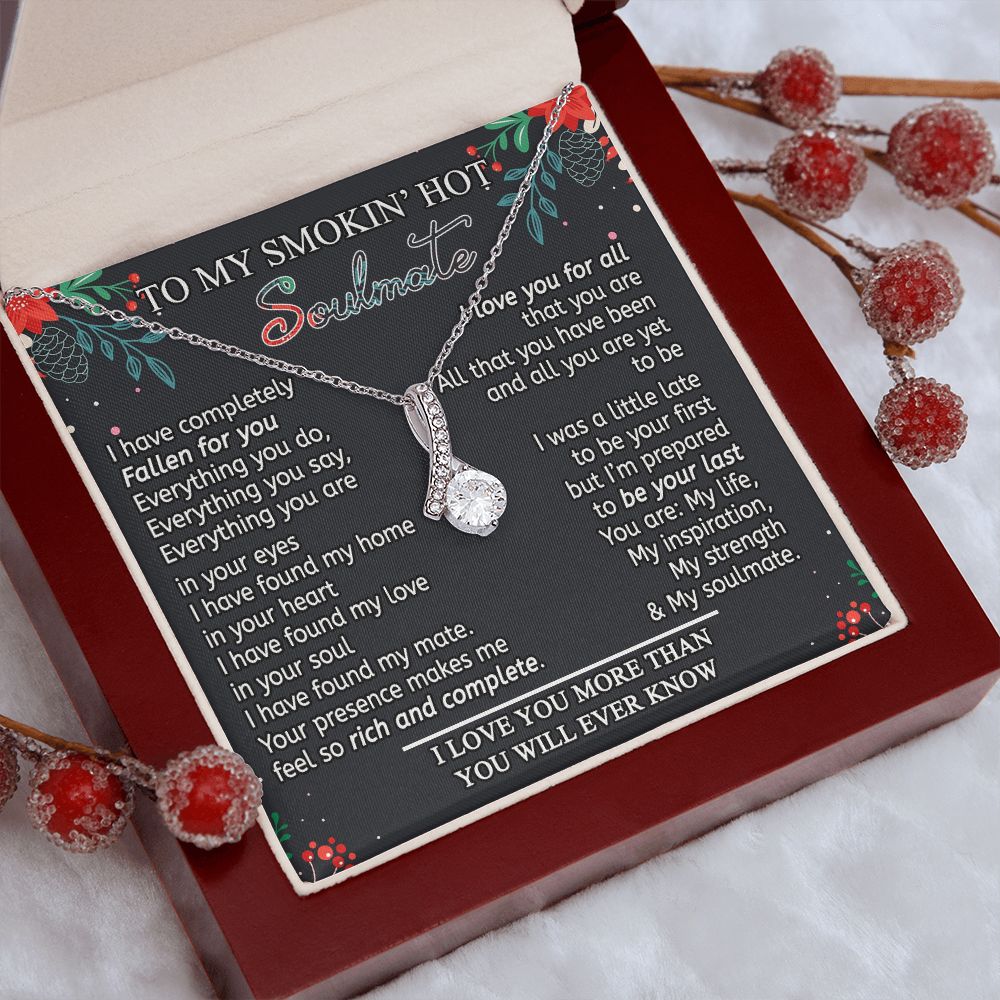 To My Smokin Hot Soulmate Necklace - Wife Gifts From Husband To My Wife Necklace, Gift for Her Romantic, Girlfriend Gifts Necklace for Wife from Men Includes Message Card and Gift Box 15 Alluring Beauty Necklace