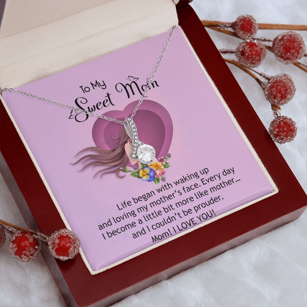 To My Sweet Mom, Sweet Mom Necklace Pendant, Mothers Day Gifts, Gift For Sweet Mom, New Mom Gifts Alluring Beauty Necklace
