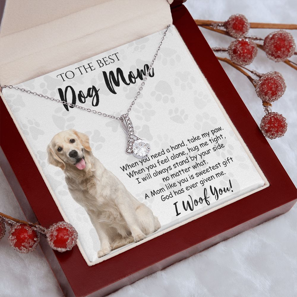 To The Best Golden Retriever Dog Mom Knot Necklace Mother's Day Gift , I Woof You Gift Card, Message Card Jewelry For Dog Lovers, Necklace For Mom Alluring Beauty Necklace