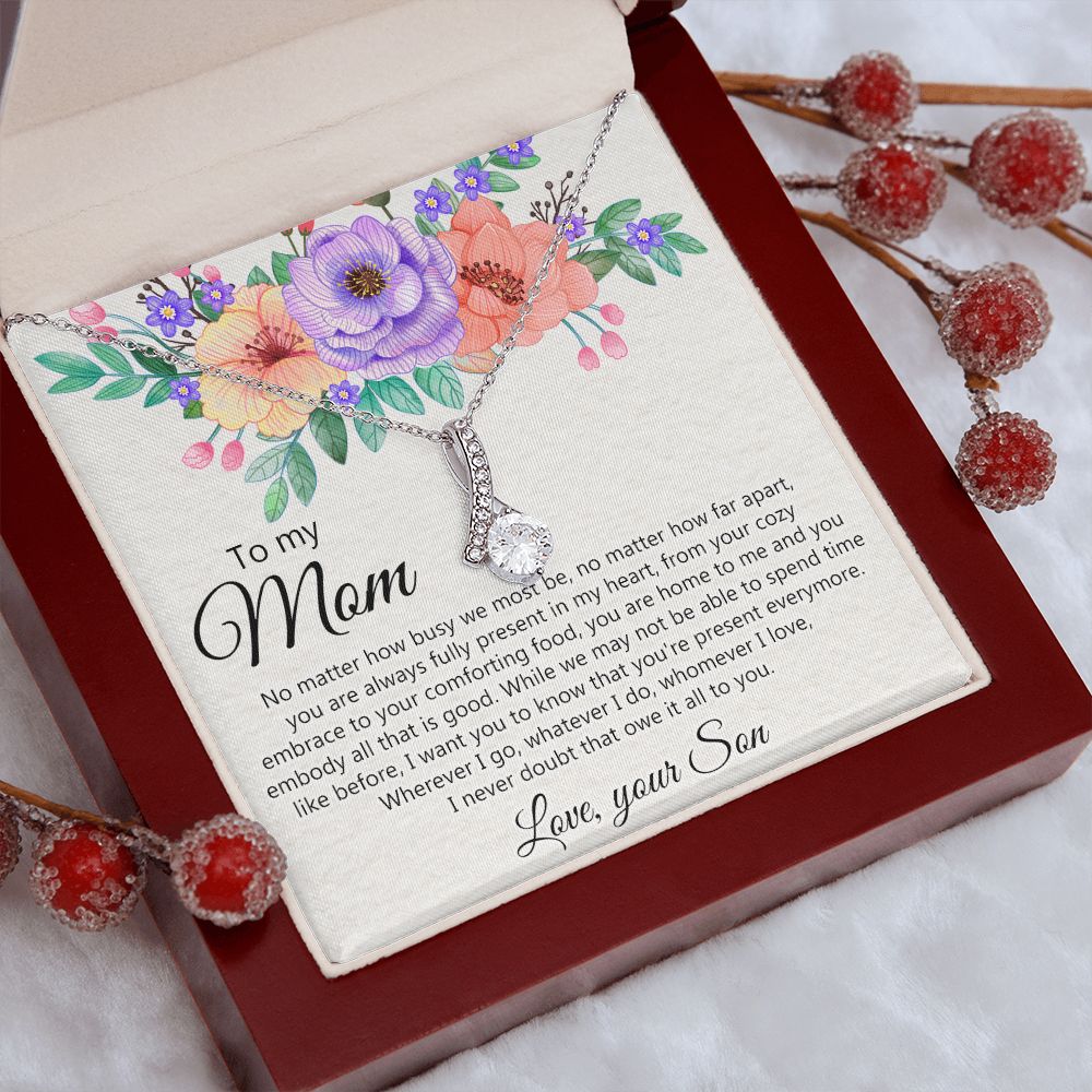 To my Mom Love Your Son Necklace, Meaningful Gift for Mom Necklace Jewelry for Women, Gift for Mom from Son, Son to Mom Jewelry Box, Mom Gift on Mother's Day Birthday Holiday Present Alluring Beauty Necklace