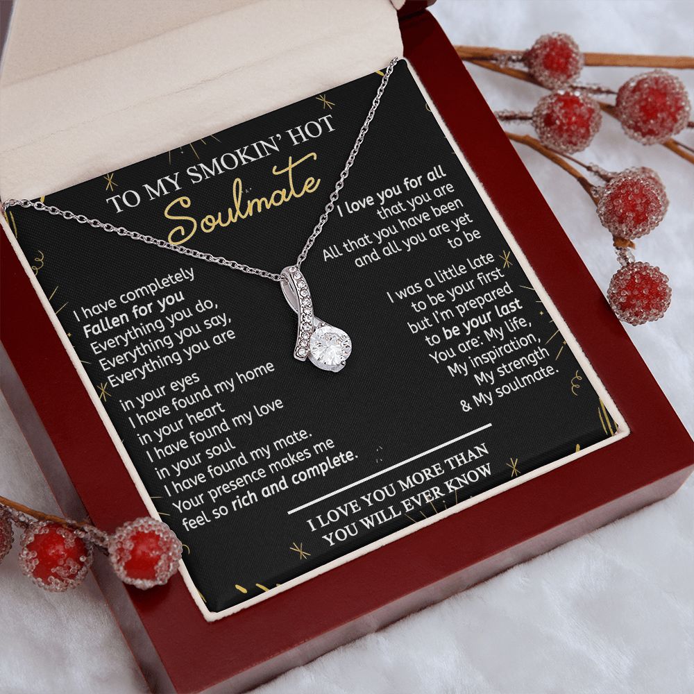 To My Smokin Hot Soulmate Necklace - Wife Gifts From Husband To My Wife Necklace, Gift for Her Romantic, Girlfriend Gifts Necklace for Wife from Men Includes Message Card and Gift Box 21 Alluring Beauty Necklace