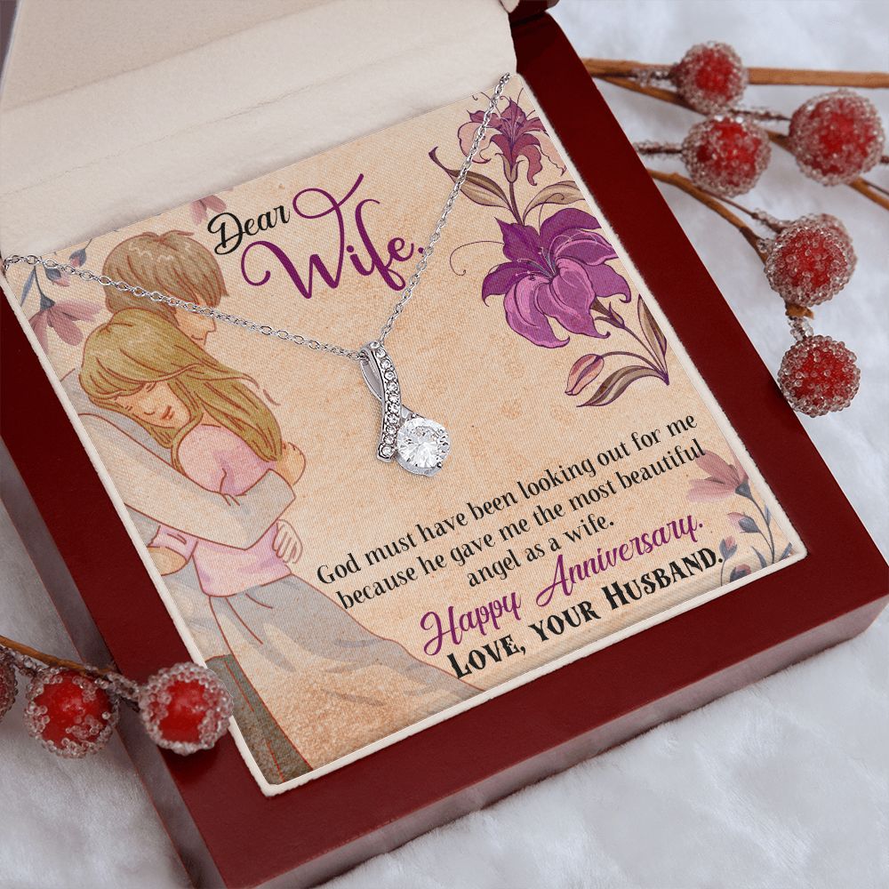 To My Wife Necklace, Wedding Anniversary Jewelry For Women, Necklace For Wife from Husband, Gift For Wife Birthday Gifts From Husband Necklace, Jewelry With Message Card In A Gift Box7 Alluring Beauty Necklace