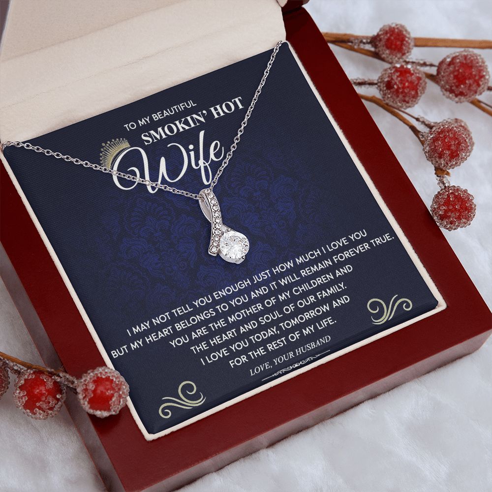 To My Wife Necklace from Husband, Personalized Necklace for Women, Luxury Necklace for Wife from Man Men, Wedding Anniversary Present For Wife, Beautiful Wife Jewelry Christmas Birthday Gift For Wife10 Alluring Beauty Necklace