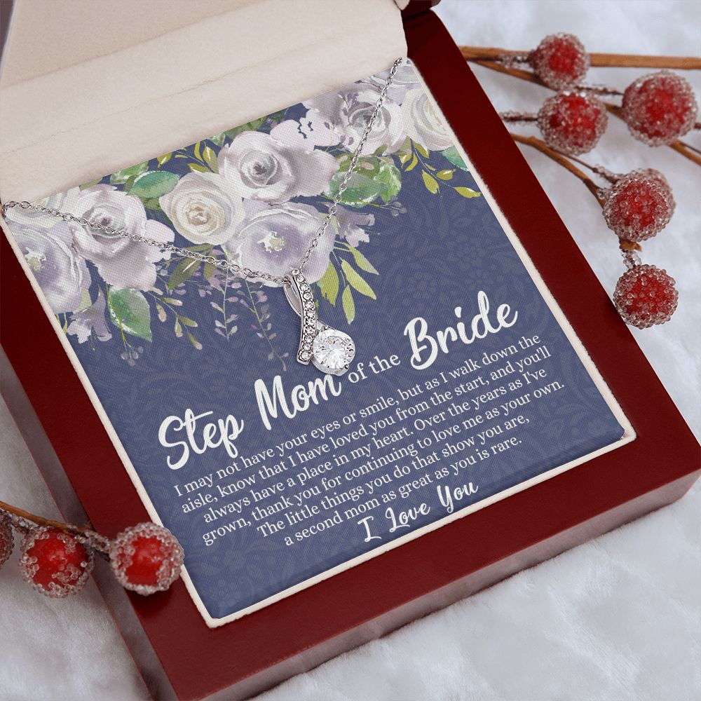 To My Stepmother of the Bride Necklace, Stepmother of the Bride Gifts Idea, Necklace for Stepmom of the Bride Gifts, Wedding Gifts for Stepmom, Gifts for Step Mother of the Bride Alluring Beauty Necklace