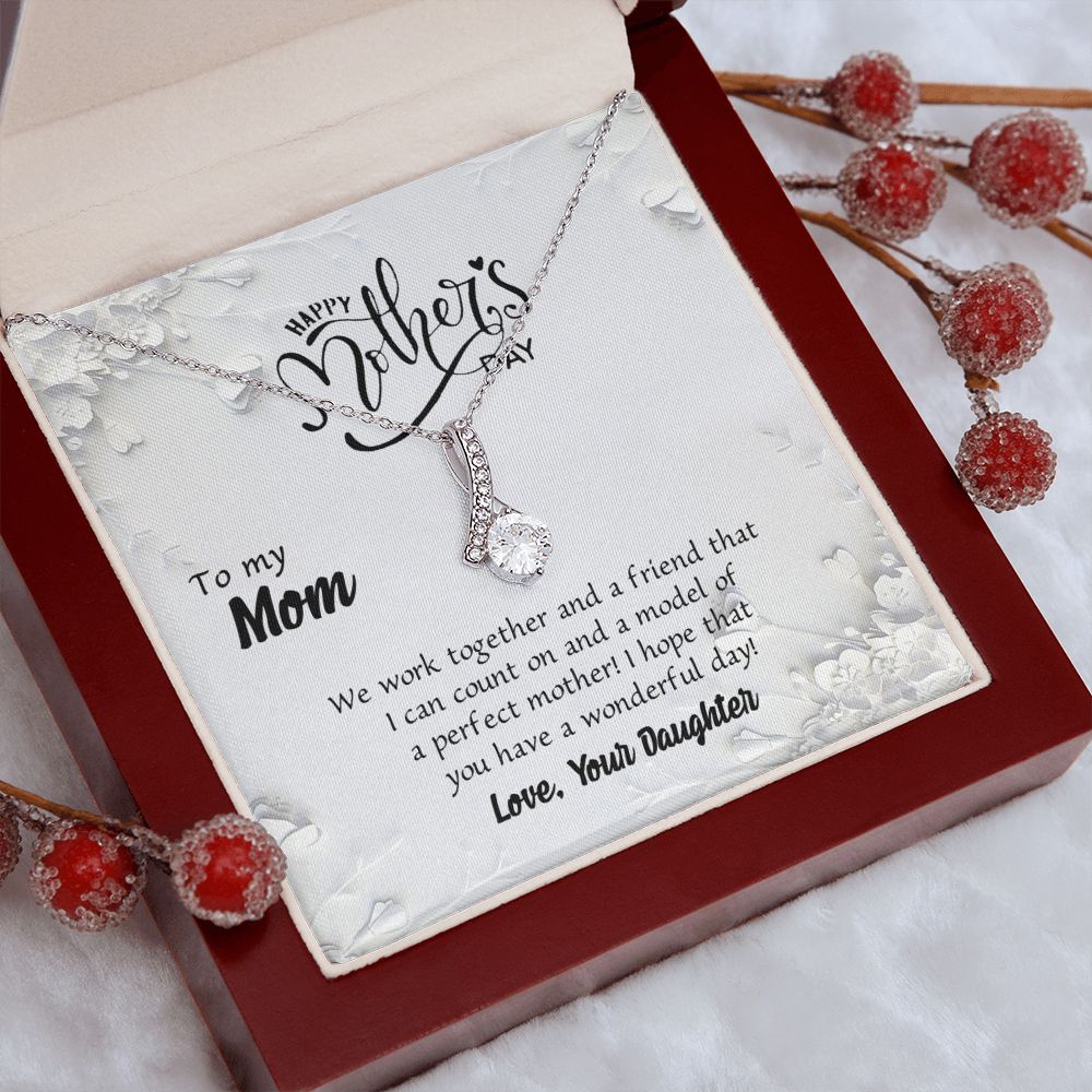 To My Mom Necklace Pendant Gift From Daughter And Happy Mother's Day Gift For Mom Birthday, Anniversary Together And A Friend Alluring Beauty Necklace