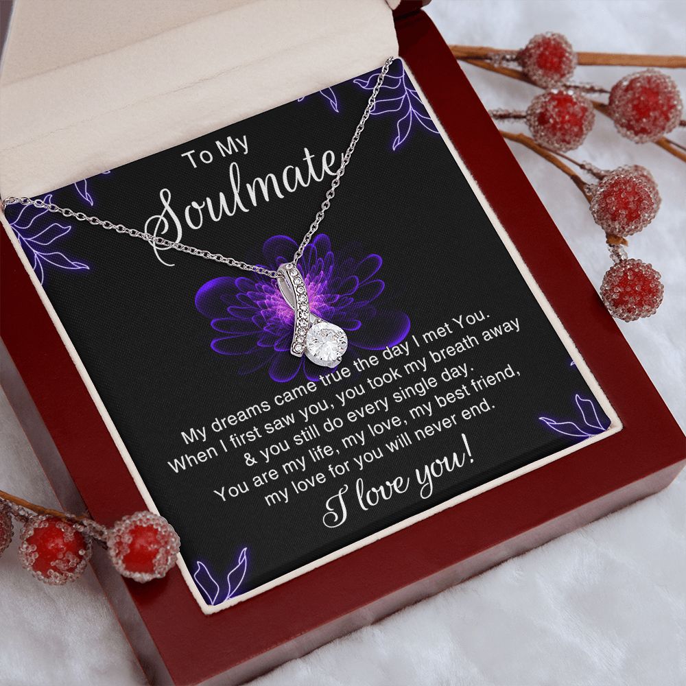To My Soulmate Necklace for Women Birthday Christmas Jewelry Gifts For My Wife with Message Card Box Personalized Gift Present Pendant for Future Wife Soulmate Girlfriend Love 7 Alluring Beauty Necklace