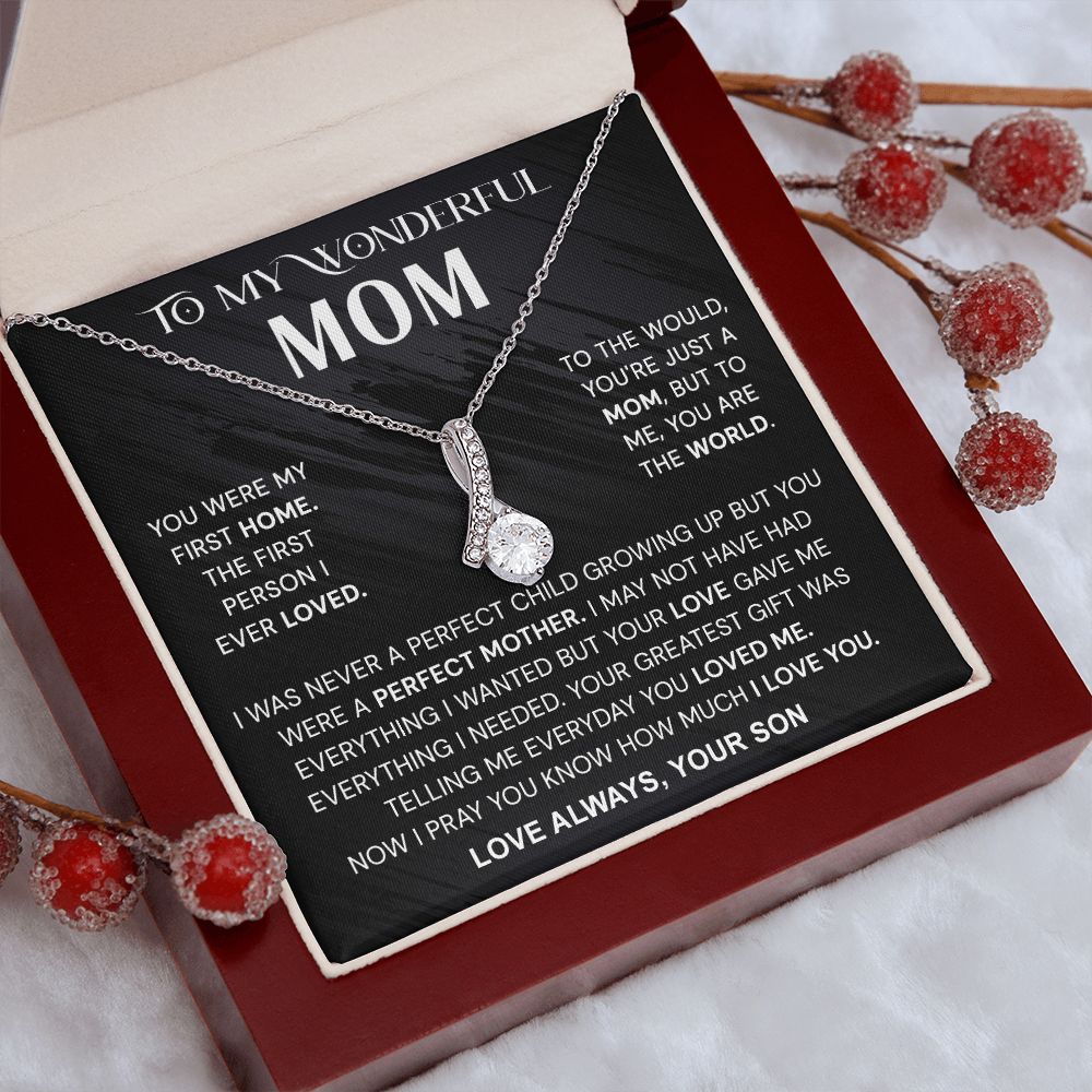 To My Wonderful Mom Necklace, Mom From Son Gift, Gift for Mother's Day From Son, Gift for Mom, Mother Gift from Son Necklace, Son to Mom Gifts, Mom gifts, Mothers Day Gift From Son Alluring Beauty Necklace