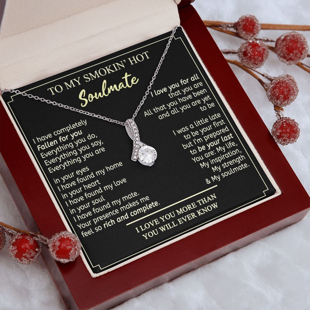 To My Smokin Hot Soulmate Necklace - Wife Gifts From Husband To My Wife Necklace, Gift for Her Romantic, Girlfriend Gifts Necklace for Wife from Men Includes Message Card and Gift Box 2 Alluring Beauty Necklace