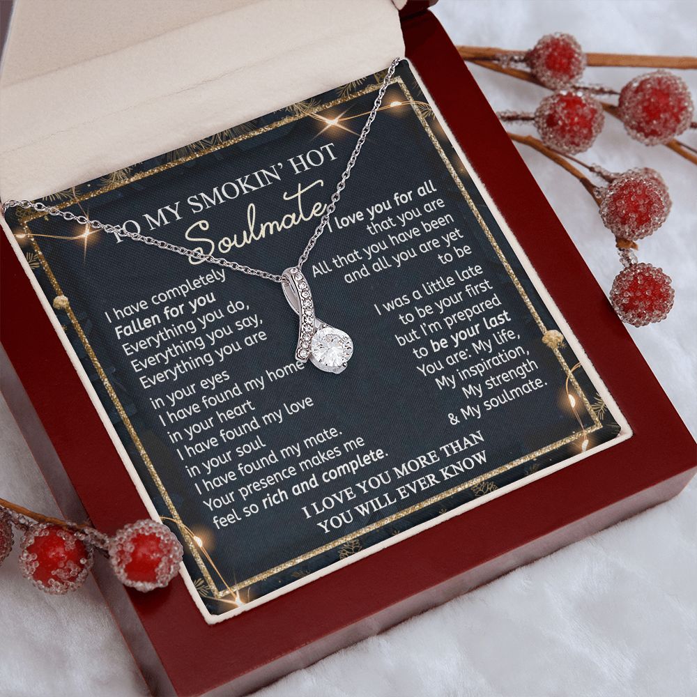To My Smokin Hot Soulmate Necklace - Wife Gifts From Husband To My Wife Necklace, Gift for Her Romantic, Girlfriend Gifts Necklace for Wife from Men Includes Message Card and Gift Box 14 Alluring Beauty Necklace