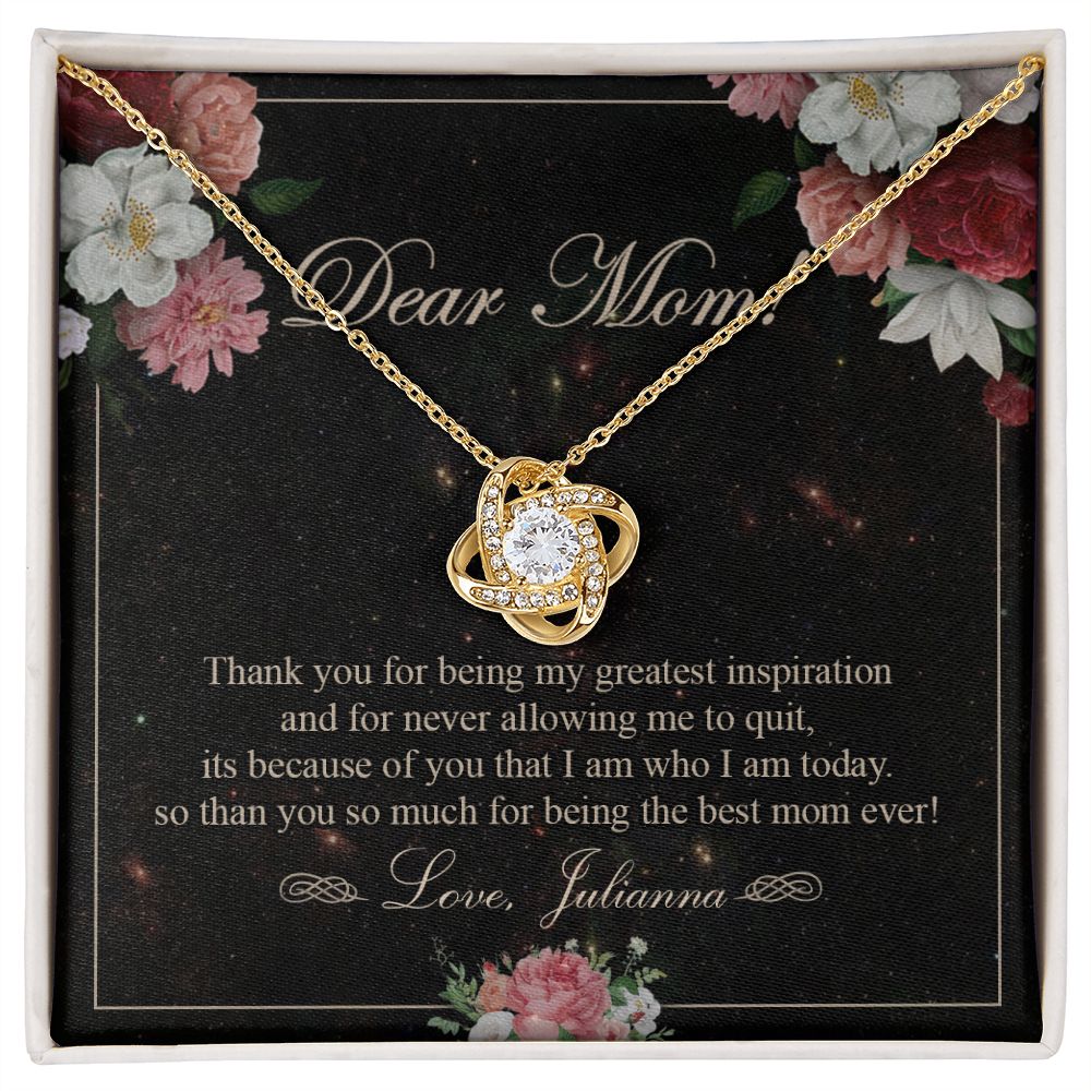 To My Mom Necklace, Gift For Mom On Mother's Day Thank You Mom Gifts From Kids Mom Julianna Love Knot Necklace for Mom fromDaughter or Son