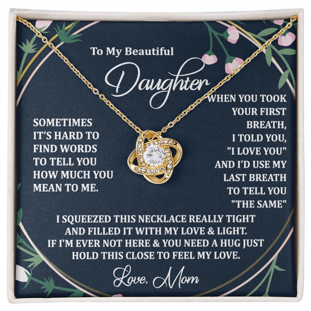 To My Daughter Necklace Love Knot Necklace Gift for Daughter from Mom Christmas Daughter Necklace Gift from Mom Birthday Gift Daughter Necklace for Teen Girl Mother Daughter Necklace Jewelry Gift for Daughter