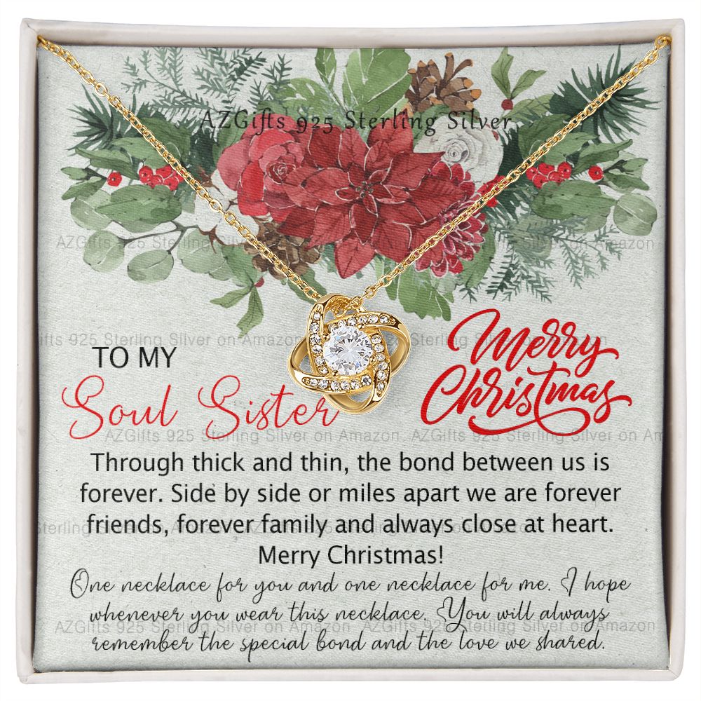 Personalized Necklace Gift To My Soul Sisters Necklace Unbiological Sister Gift from Friends to Big Little Sorority Sister in Law Christmas Day Gift Idea for Her Necklace for Women Love Knot Necklace Set gift for Sister