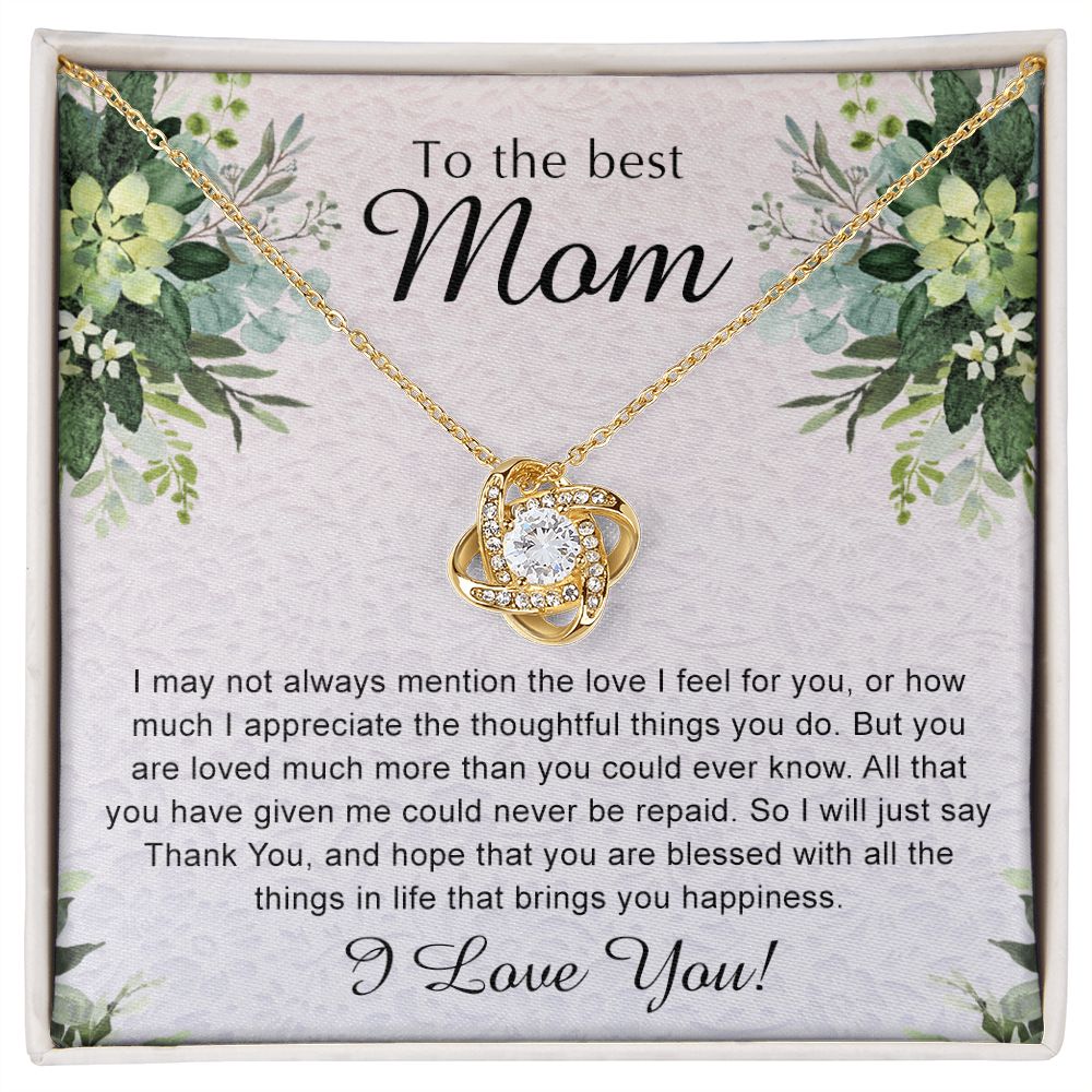 To My Best Mom Necklace, Necklace for Mother, Daughter Gift For Mom, Present For Mom, Mother Gifts from Son or Daughter, Jewelry Gift for Mothers Day, Birthday Gift for Mother, Love Knot Necklace for Mom