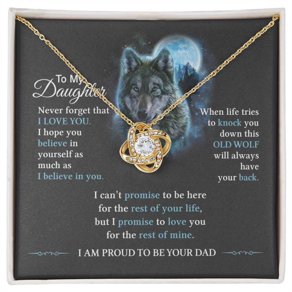 To My Daughter Necklace, Graduation Gift for Wolf Daughter, Love Knot Necklace