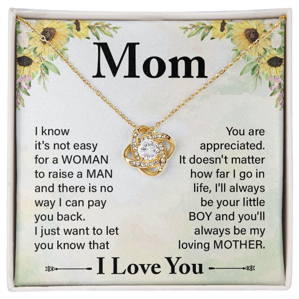 To My Daughter from Mom Love Knot Necklace Mother Daughter Necklace Gifts For Mom Birthday Christmas Mothers Day Present To My Mom Jewelry Pendant Message Card Gift Box