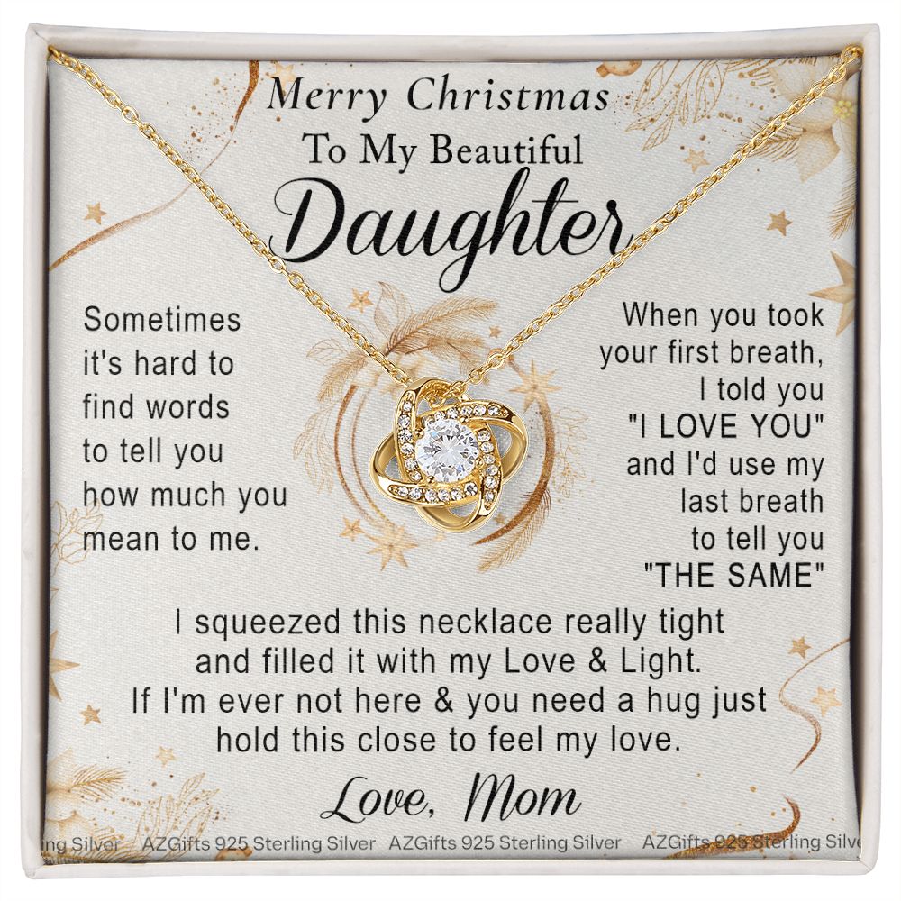 To My Daughter Necklace from Mom Merry Christmas for Daughter from Mother Daughter Christmas Necklace from Mom Daughter Necklace for Xmas Holiday Gifts