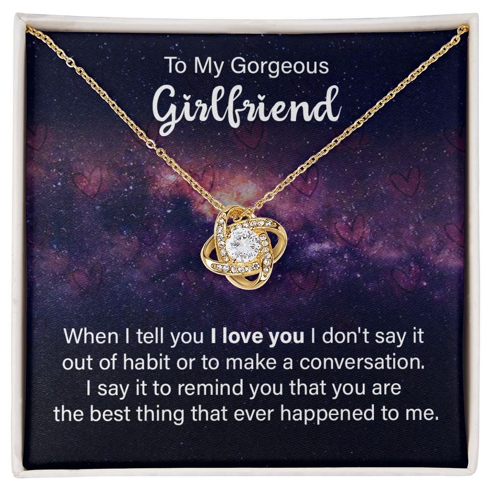 To My Girlfriend Necklace, Love Knot Necklace Valentines Day Gift For Girlfriend