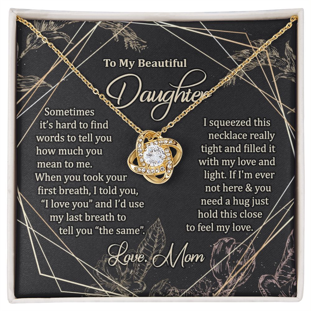 To My Daughter Necklace Love Knot Necklace Gift for Daughter from Mom Jewelry Gift for Daughter Mother Daughter Necklace Birthday Gift Daughter Necklace for Teen Girl Christmas Daughter Necklace Gift from Mom